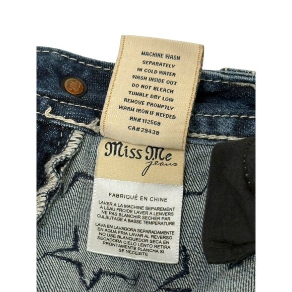 Miss Me American Flag Stars Stripes Shorts Blue Denim Cut Off Rhinestone Size 29 - Picture 11 of 12